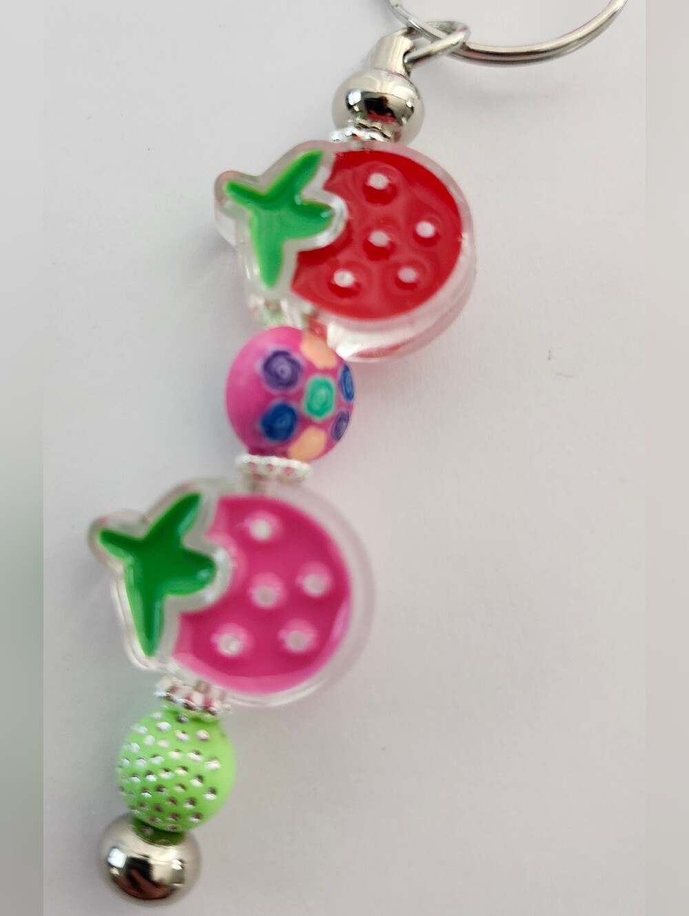 Strawberry Backpack Zipper Charm Handcrafted